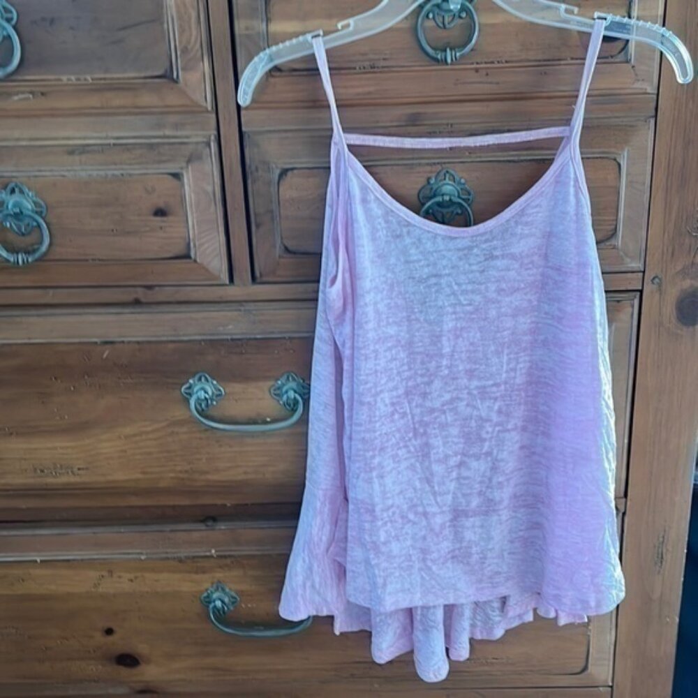 Free People Movement Burnout Acid Wash Flowy Tank Top in light pink purple NWOT
